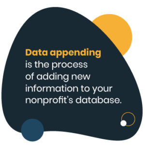 NPOInfo, a data append service, illustrates its definition of data appending. 