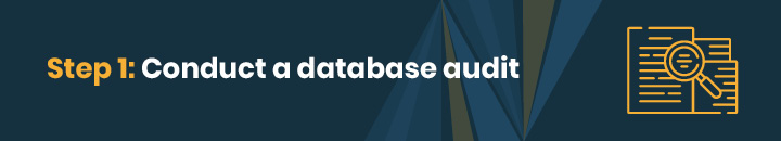 This section covers how to conduct a database audit.