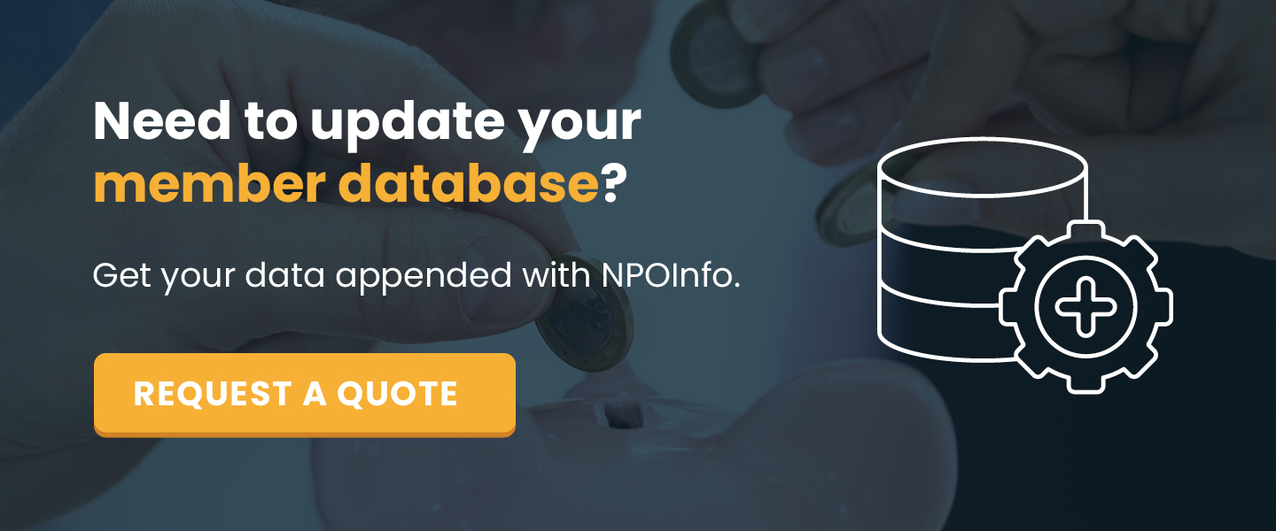 Need to update your member database? Get your data appended with NPOInfo. Request a quote.