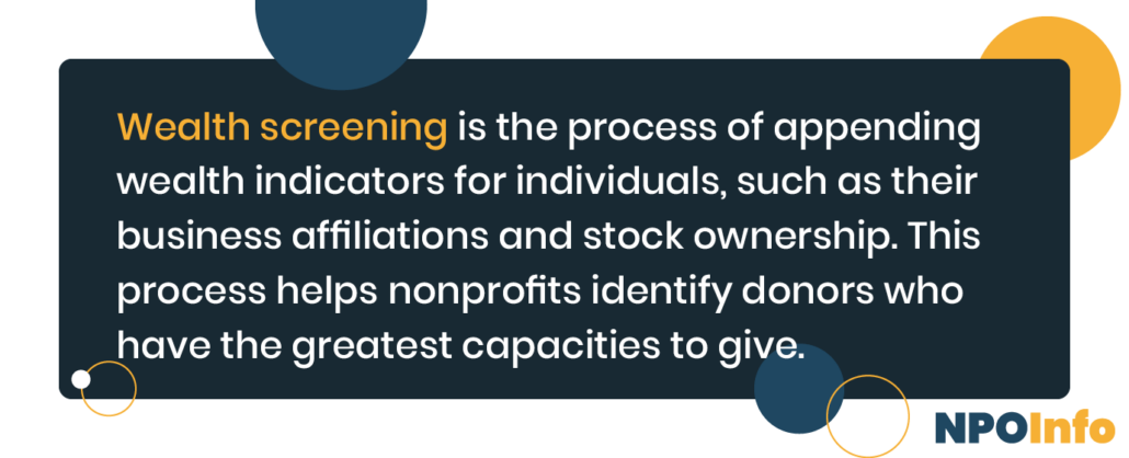 Here's a definition of donor wealth screening.